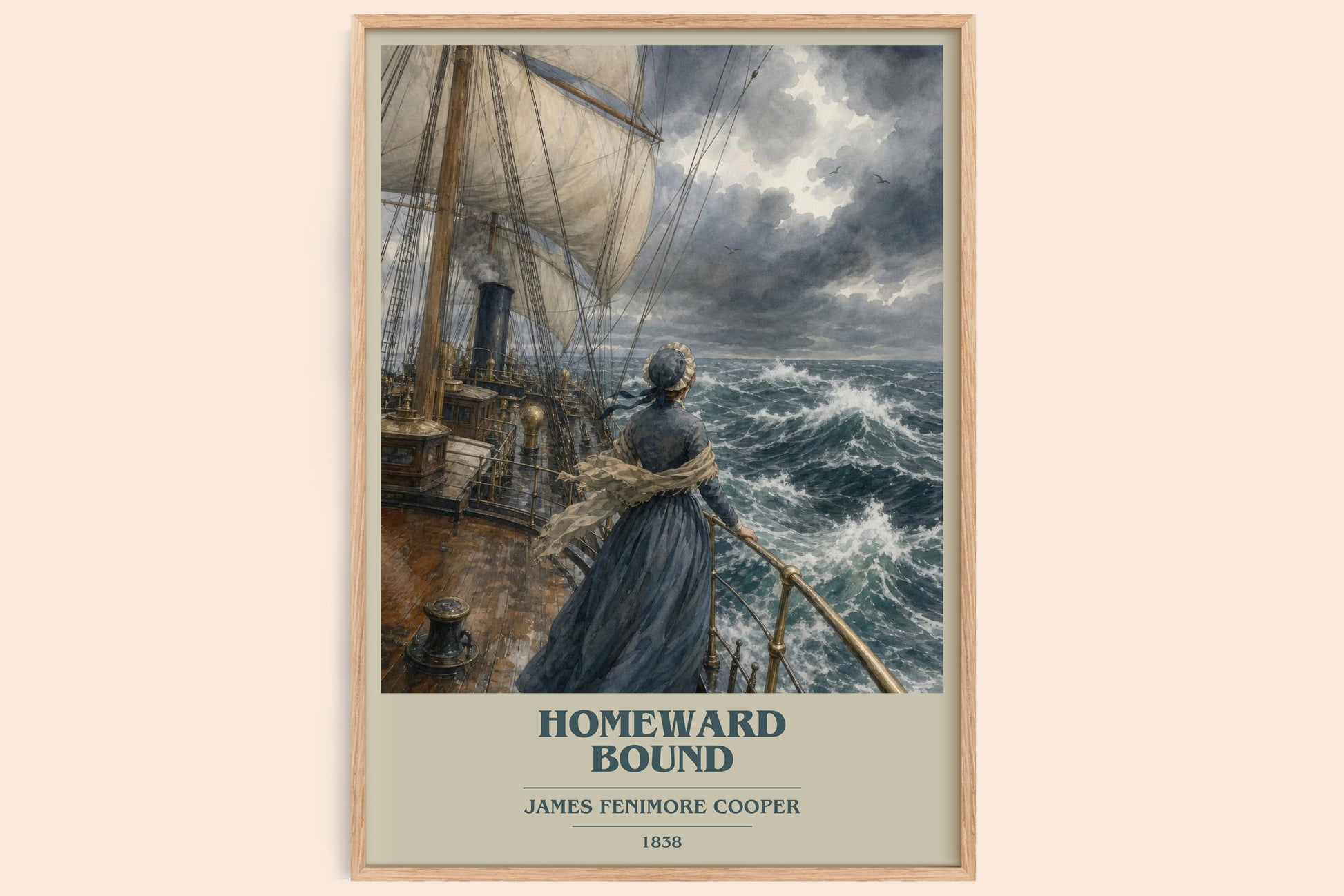 Homeward Bound book cover book poster by James Fenimore Cooper – framed literary art print