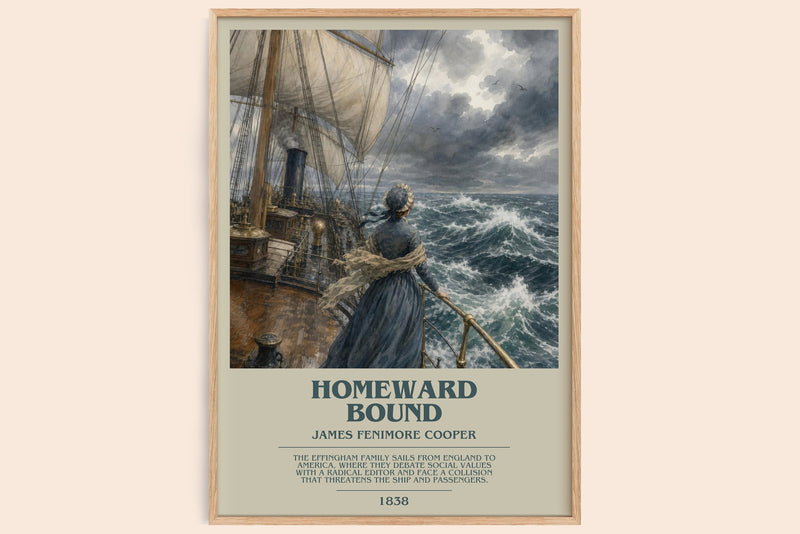 Homeward Bound bookish book poster by James Fenimore Cooper – framed literary art print