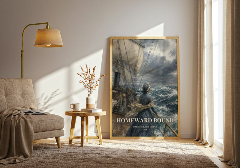 Homeward Bound watercolour print in frame leaning in hallway – adventure wall art