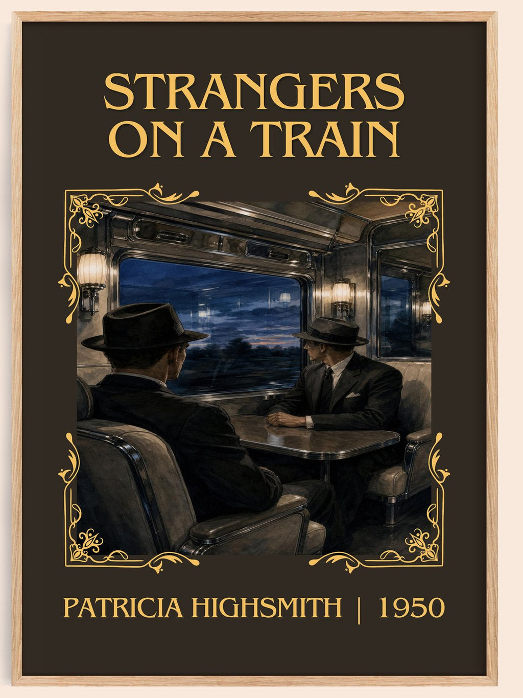 Strangers on a Train Classic Book Art Print by Patricia Highsmith – book poster