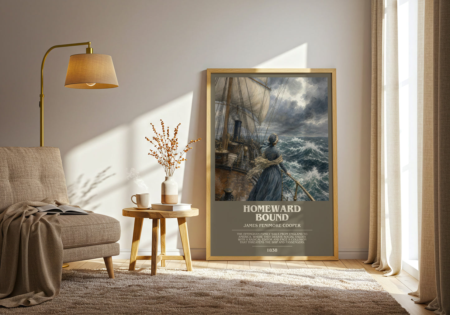 Homeward Bound bookish print on bookshelf – James Fenimore Cooper fan gift