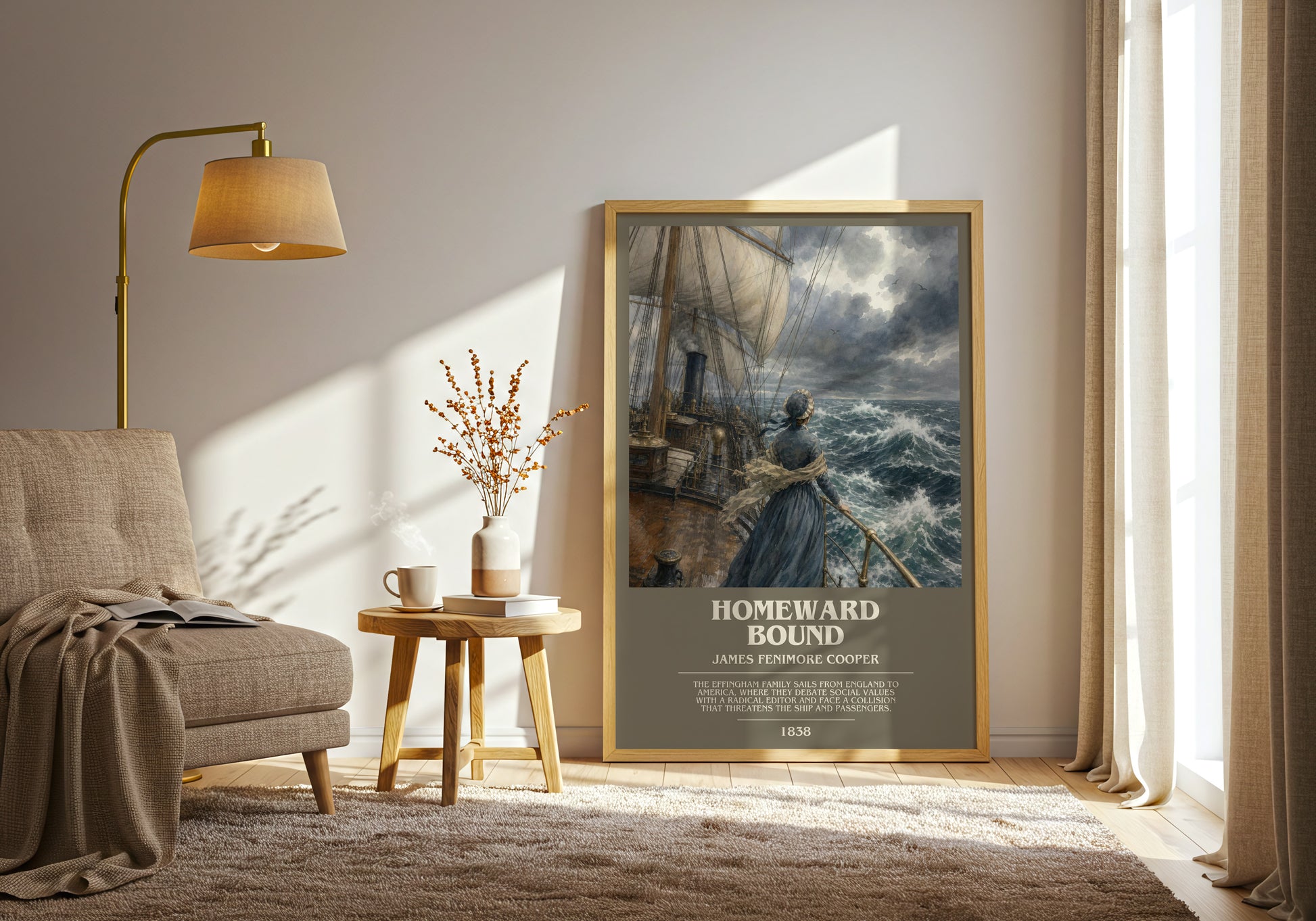 Homeward Bound bookish print on bookshelf – James Fenimore Cooper fan gift