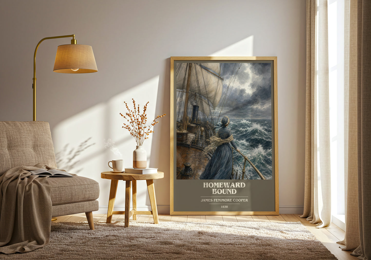 Homeward Bound book cover print on bookshelf – James Fenimore Cooper fan gift