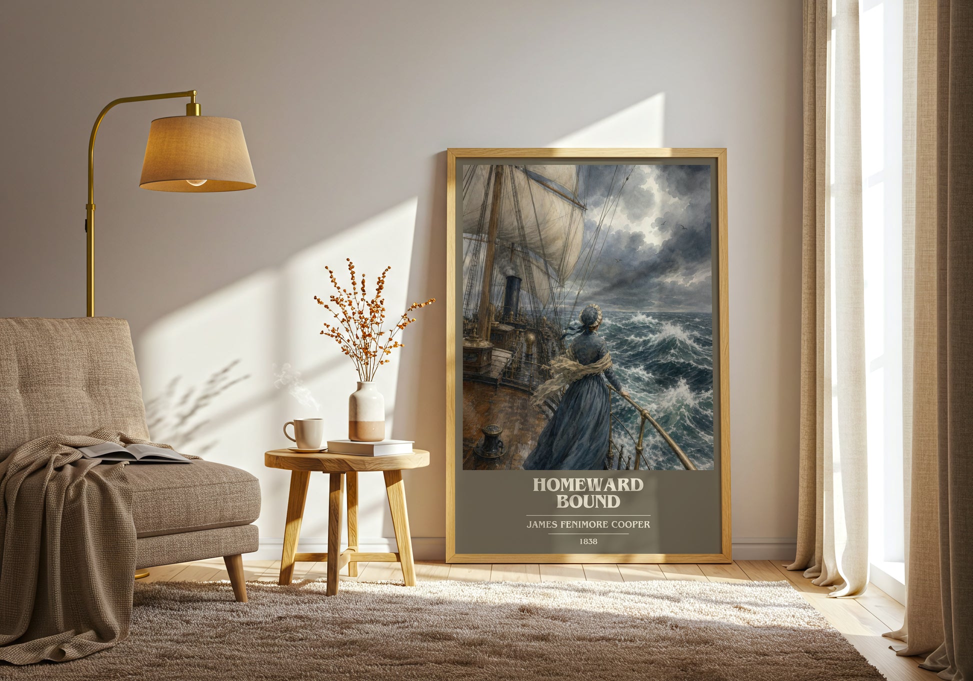 Homeward Bound book cover print on bookshelf – James Fenimore Cooper fan gift