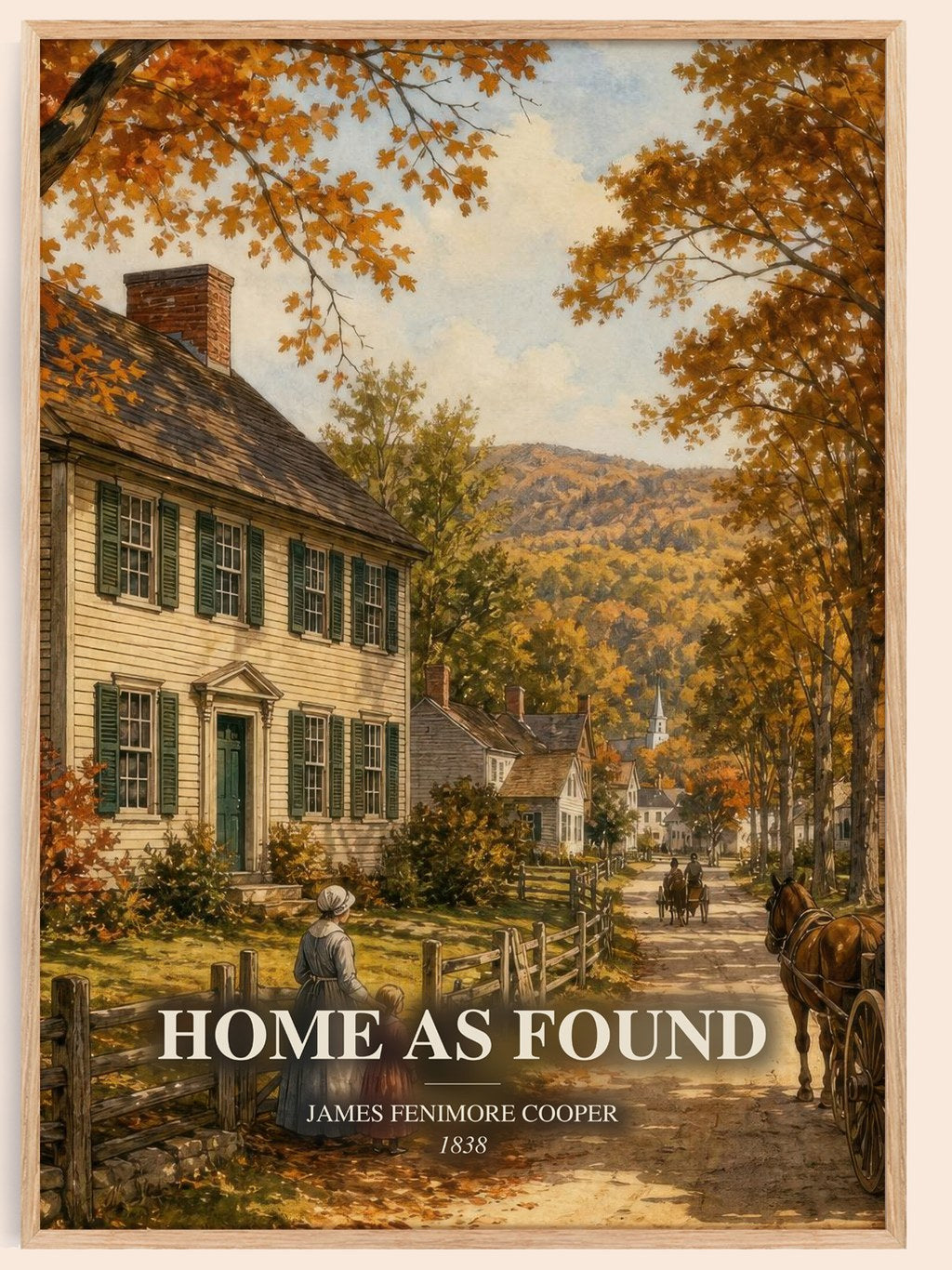 Home As Found watercolour book poster by James Fenimore Cooper – framed literary art print