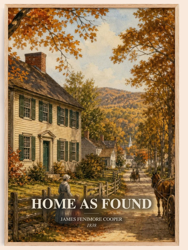 Home As Found watercolour book poster by James Fenimore Cooper – framed literary art print