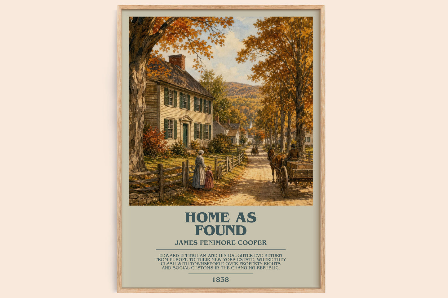 Home As Found bookish book poster by James Fenimore Cooper – framed literary art print