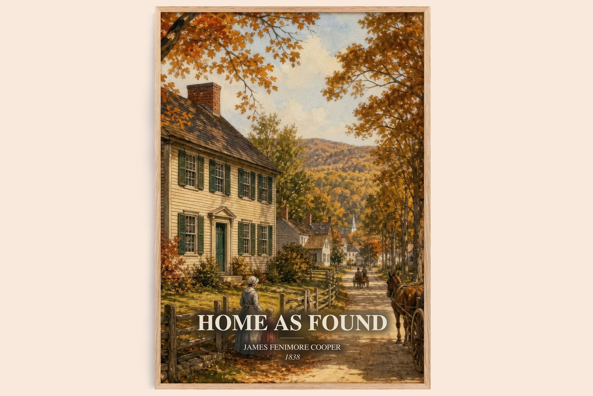 Home As Found watercolour book poster by James Fenimore Cooper – framed literary art print