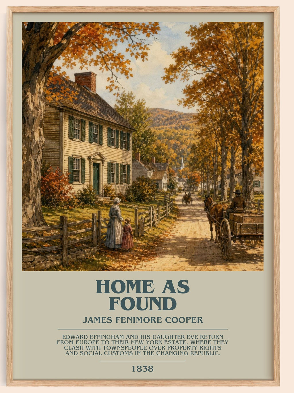 Home As Found bookish book poster by James Fenimore Cooper – framed literary art print