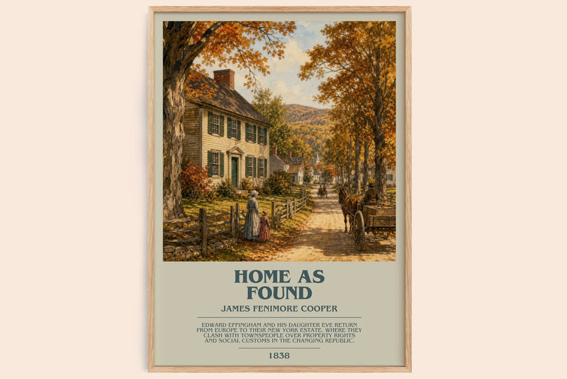 Home As Found bookish book poster by James Fenimore Cooper – framed literary art print