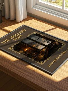 The Hollow Man Classic Book Art Print by John Dickson Carr – print on a sunlit desk