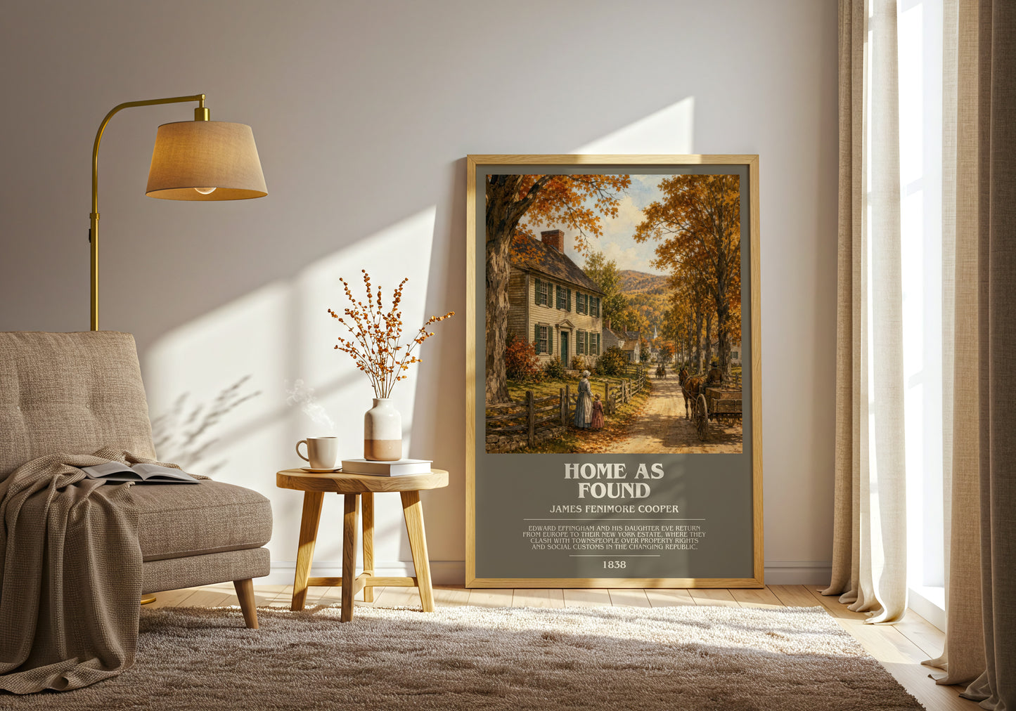 Home As Found bookish print on bookshelf – James Fenimore Cooper fan gift