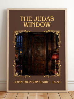 The Judas Window Classic Book Art Print by John Dickson Carr – framed print leaning on a wooden floor