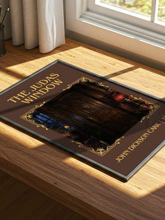 The Judas Window Classic Book Art Print by John Dickson Carr – print on a sunlit desk