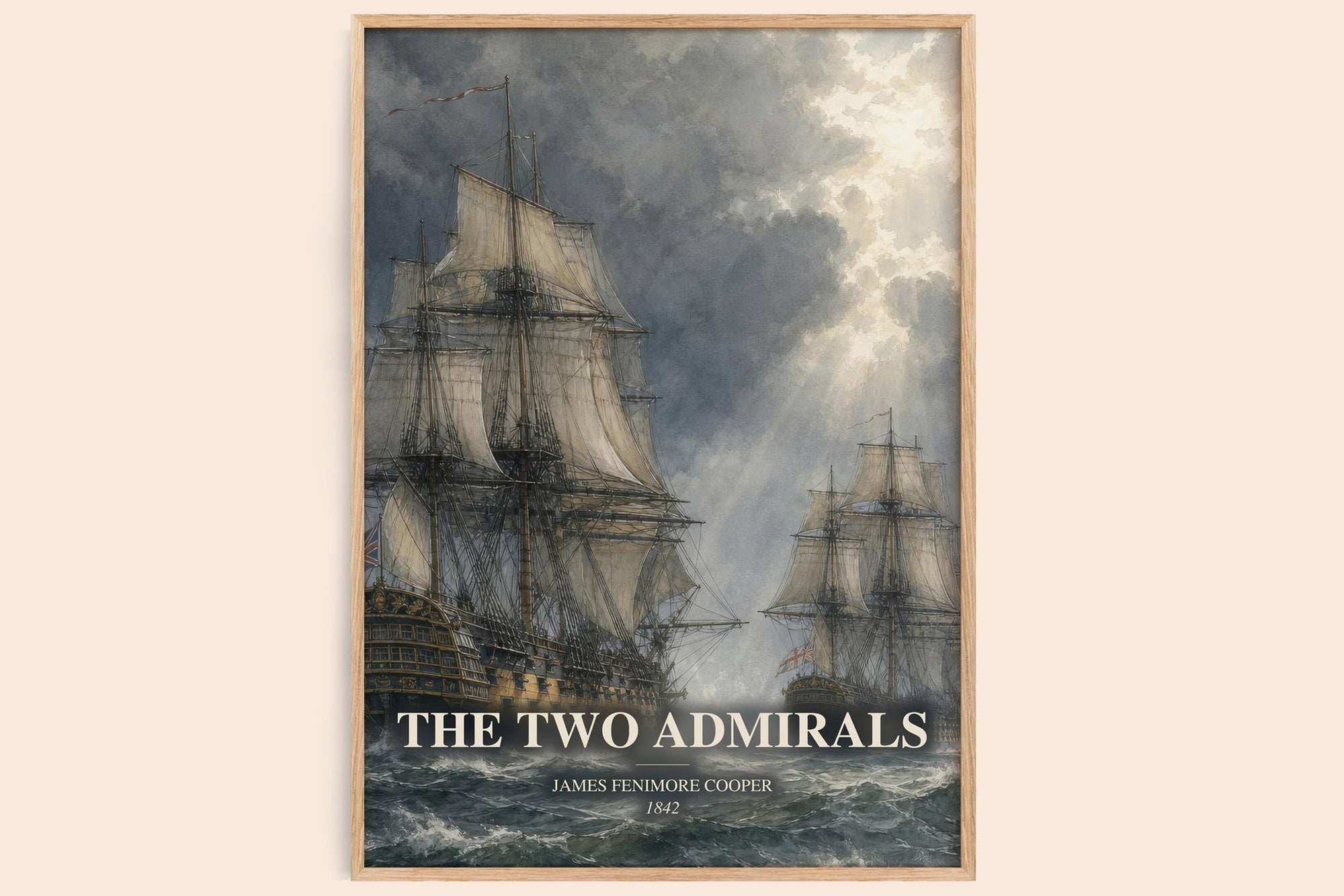 The Two Admirals watercolour book poster by James Fenimore Cooper – framed literary art print