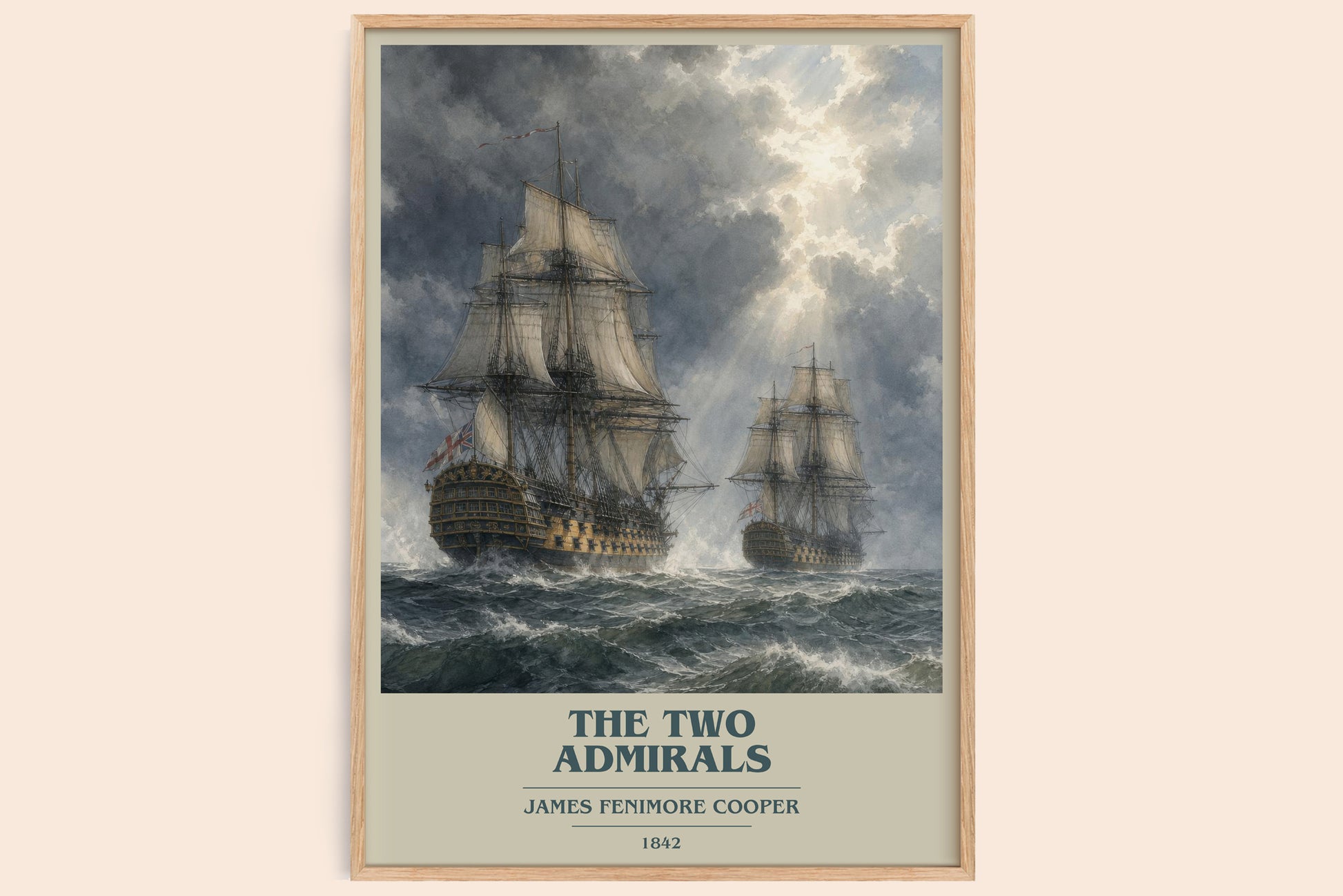 The Two Admirals book cover book poster by James Fenimore Cooper – framed literary art print
