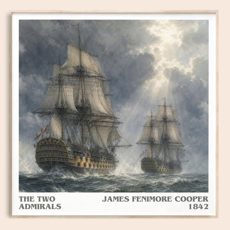 The Two Admirals literary book poster by James Fenimore Cooper – framed literary art print