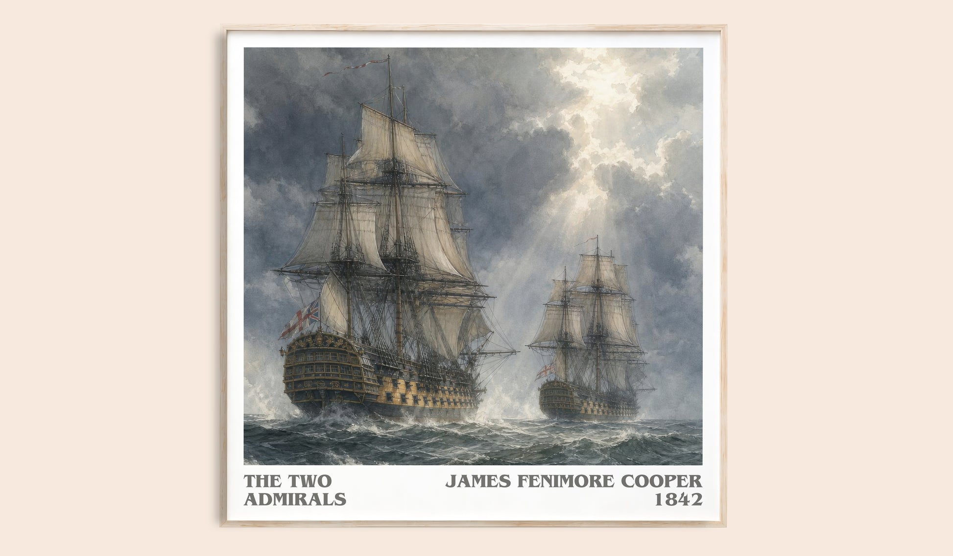The Two Admirals literary book poster by James Fenimore Cooper – framed literary art print