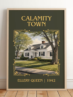 Calamity Town Classic Book Art Print by Ellery Queen – framed print leaning on a wooden floor