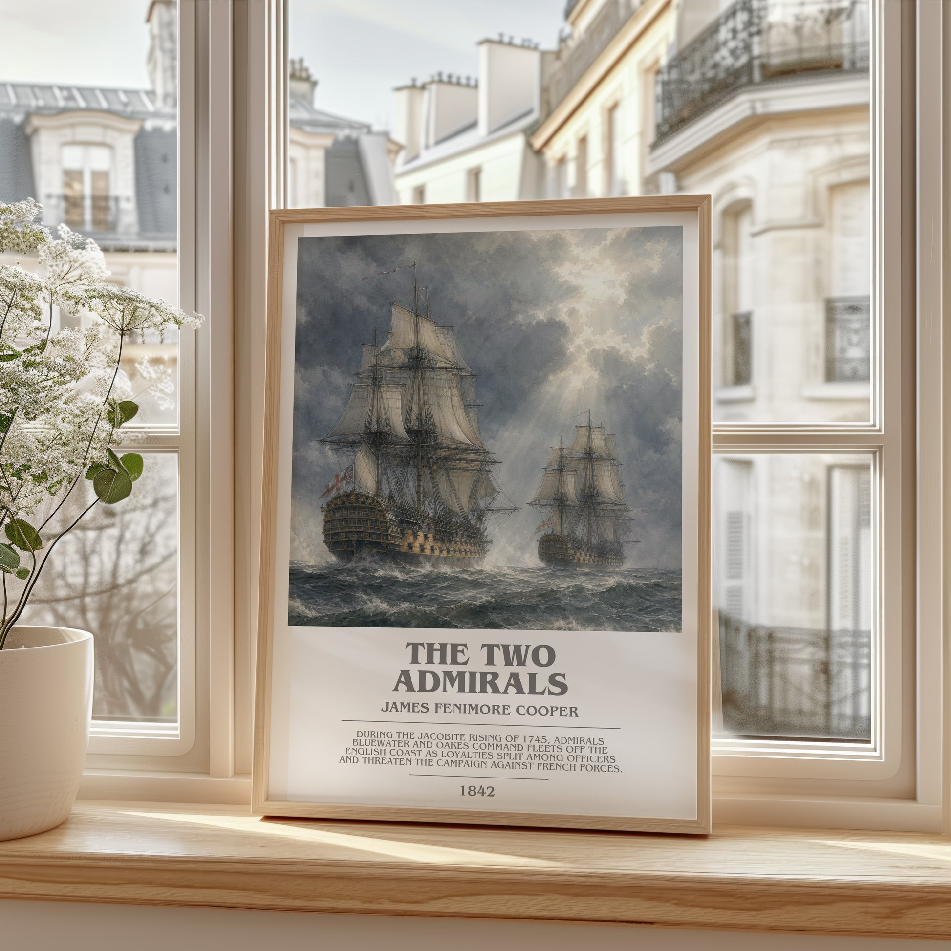 The Two Admirals bookish poster colour and style options – James Fenimore Cooper book art