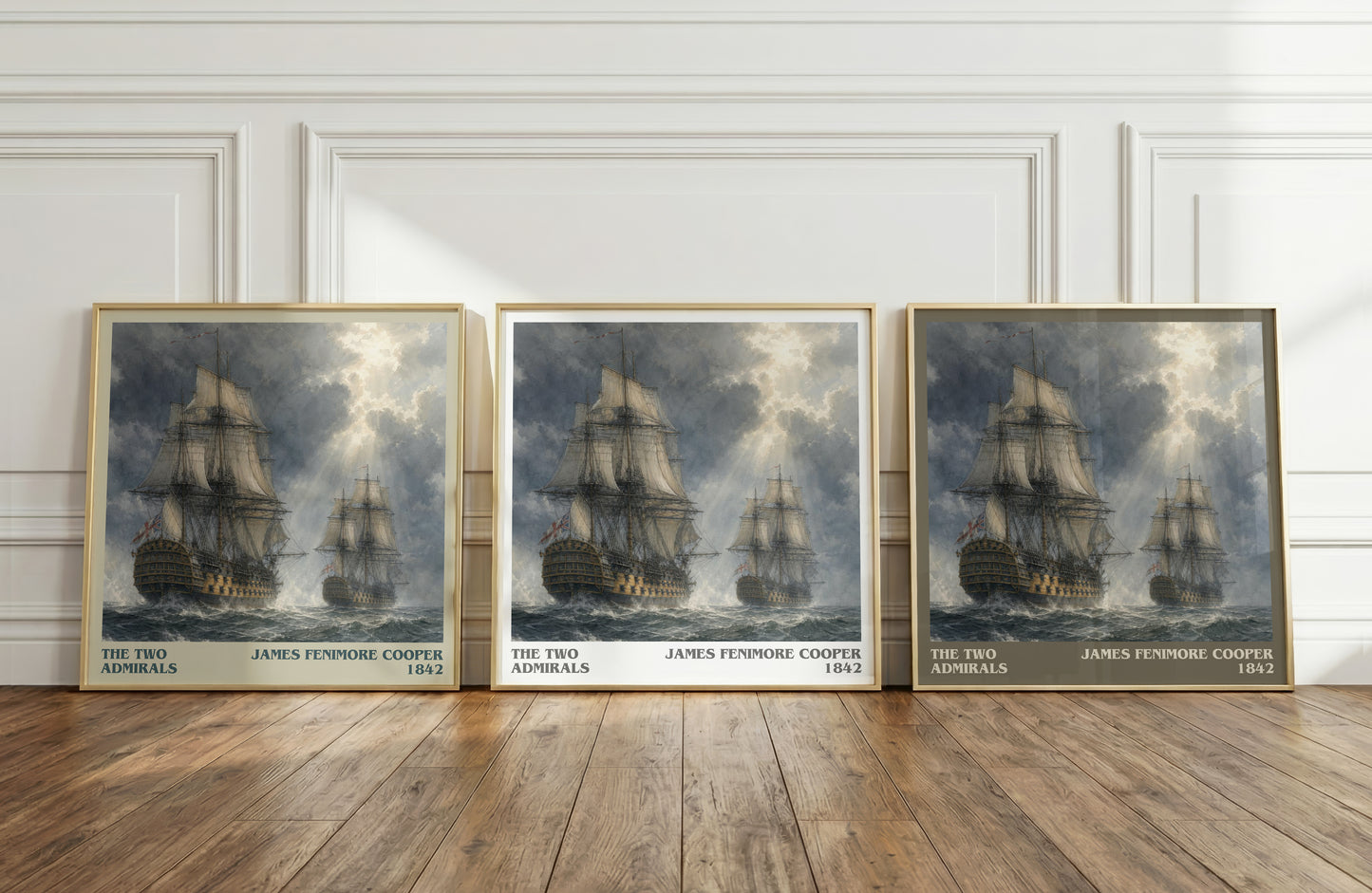 The Two Admirals literary art print colour and style options – James Fenimore Cooper book art