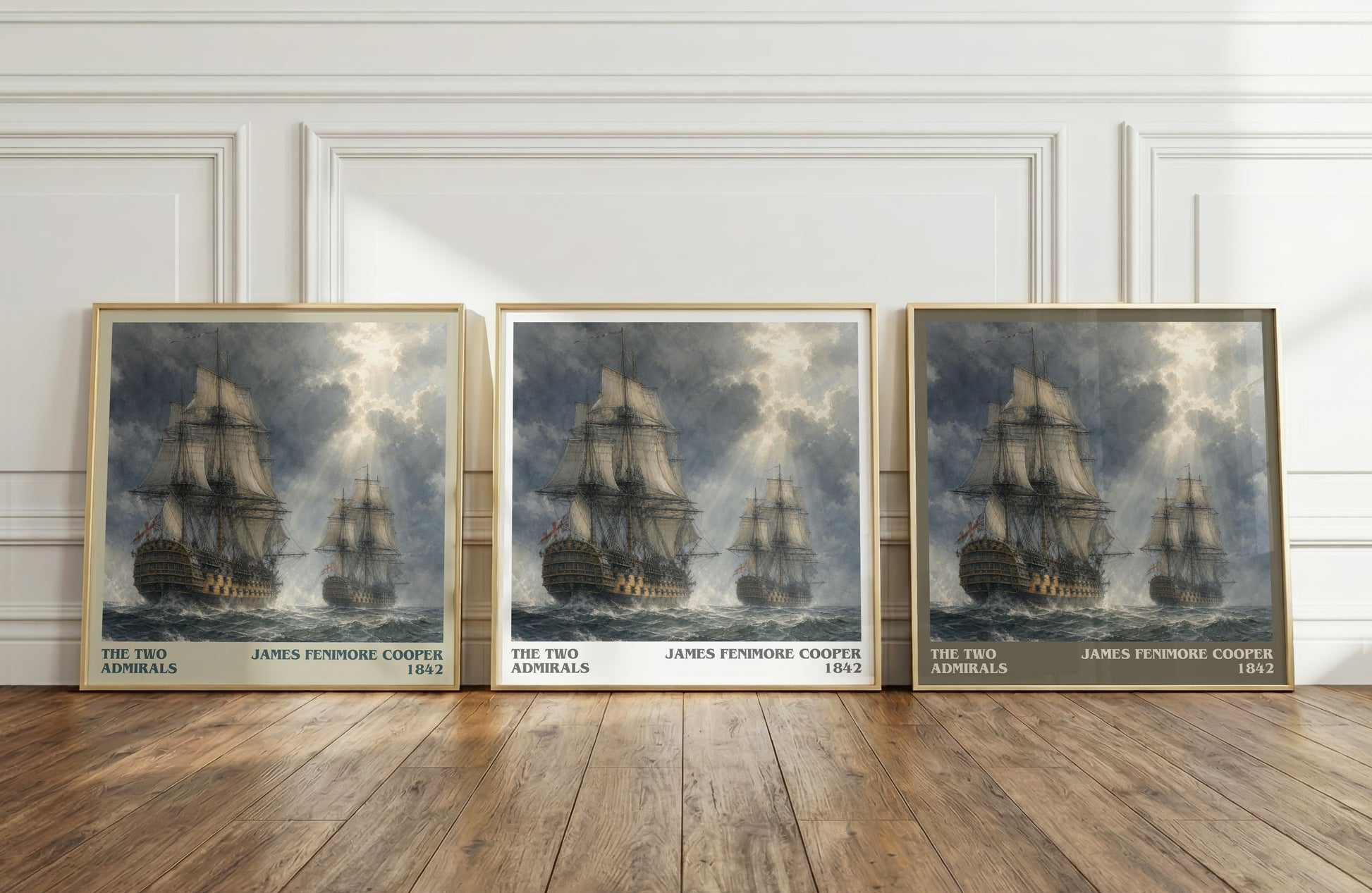 The Two Admirals literary art print colour and style options – James Fenimore Cooper book art