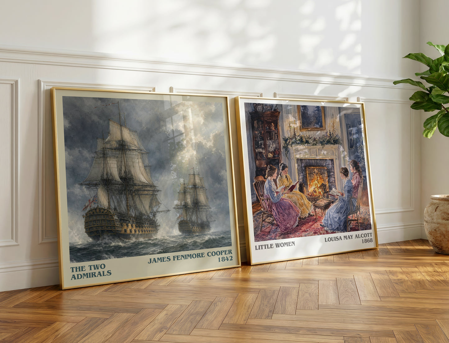 The Two Admirals literary print on bookshelf – James Fenimore Cooper fan gift