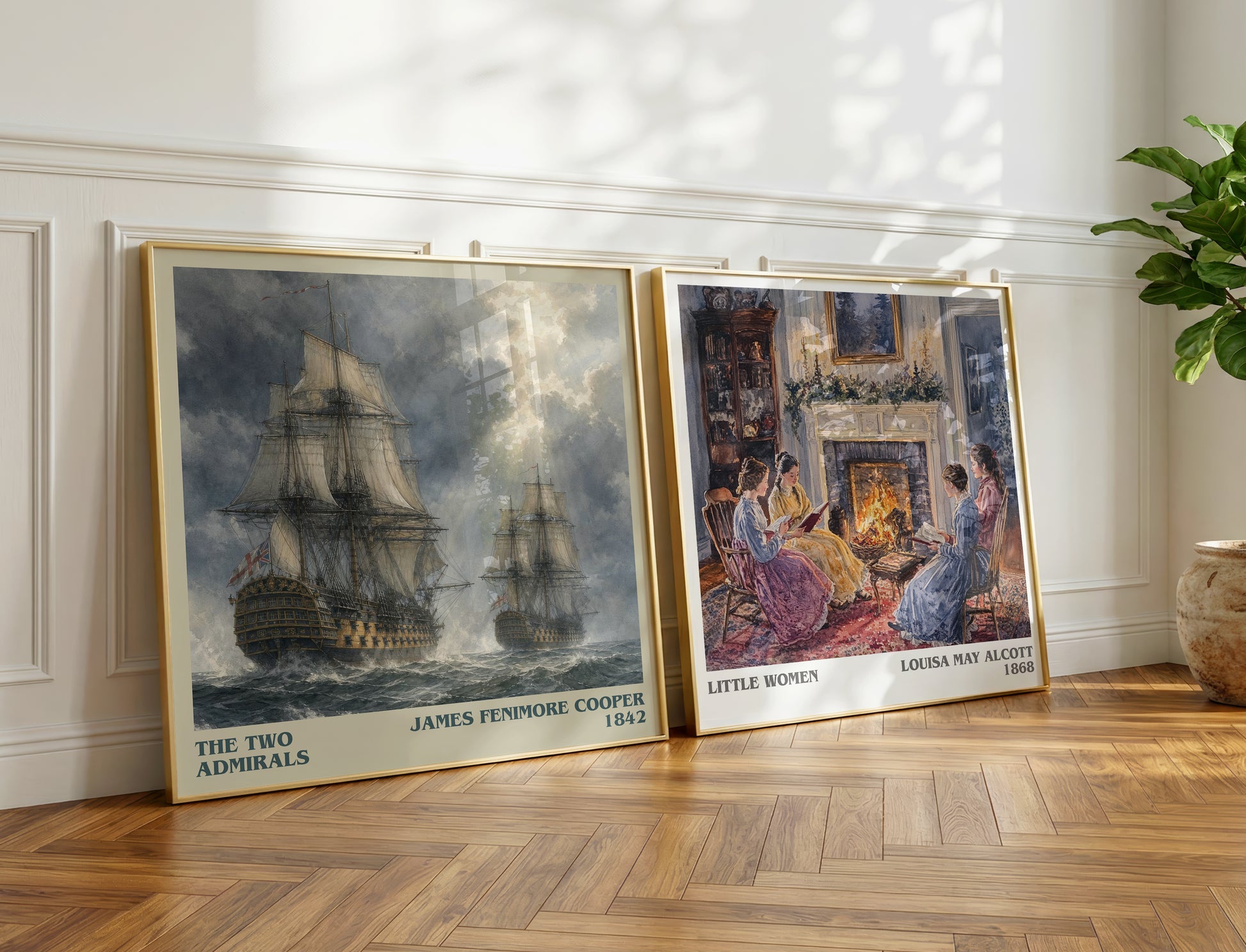The Two Admirals literary print on bookshelf – James Fenimore Cooper fan gift