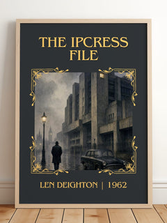 The Ipcress File Classic Book Art Print by Len Deighton – framed print leaning on a wooden floor
