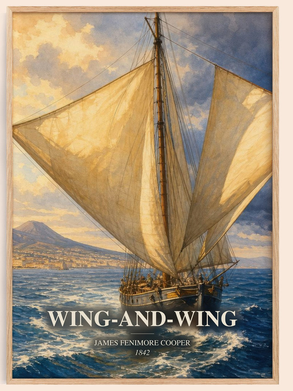 Wing-And-Wing watercolour book poster by James Fenimore Cooper – framed literary art print