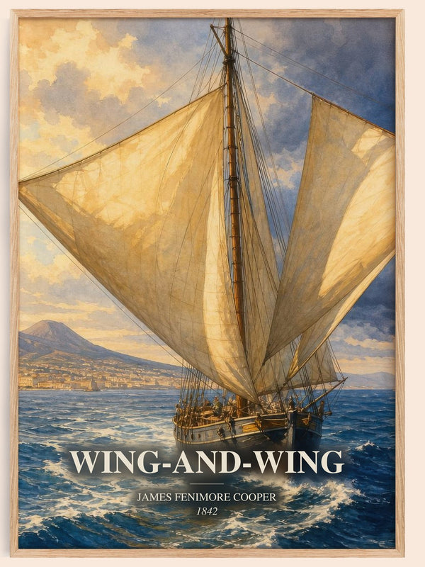 Wing-And-Wing watercolour book poster by James Fenimore Cooper – framed literary art print