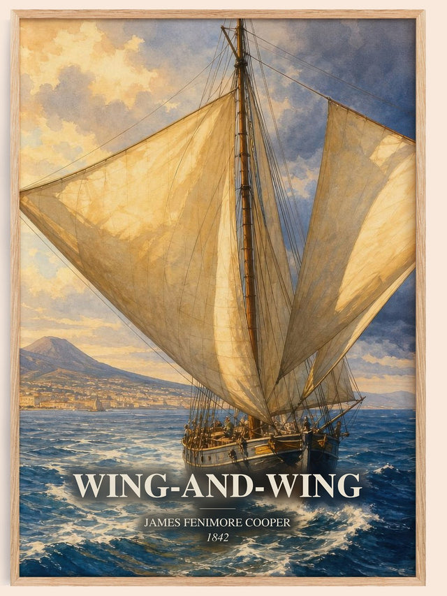 Wing-And-Wing Book Watercolour Illustration by James Fenimore Cooper