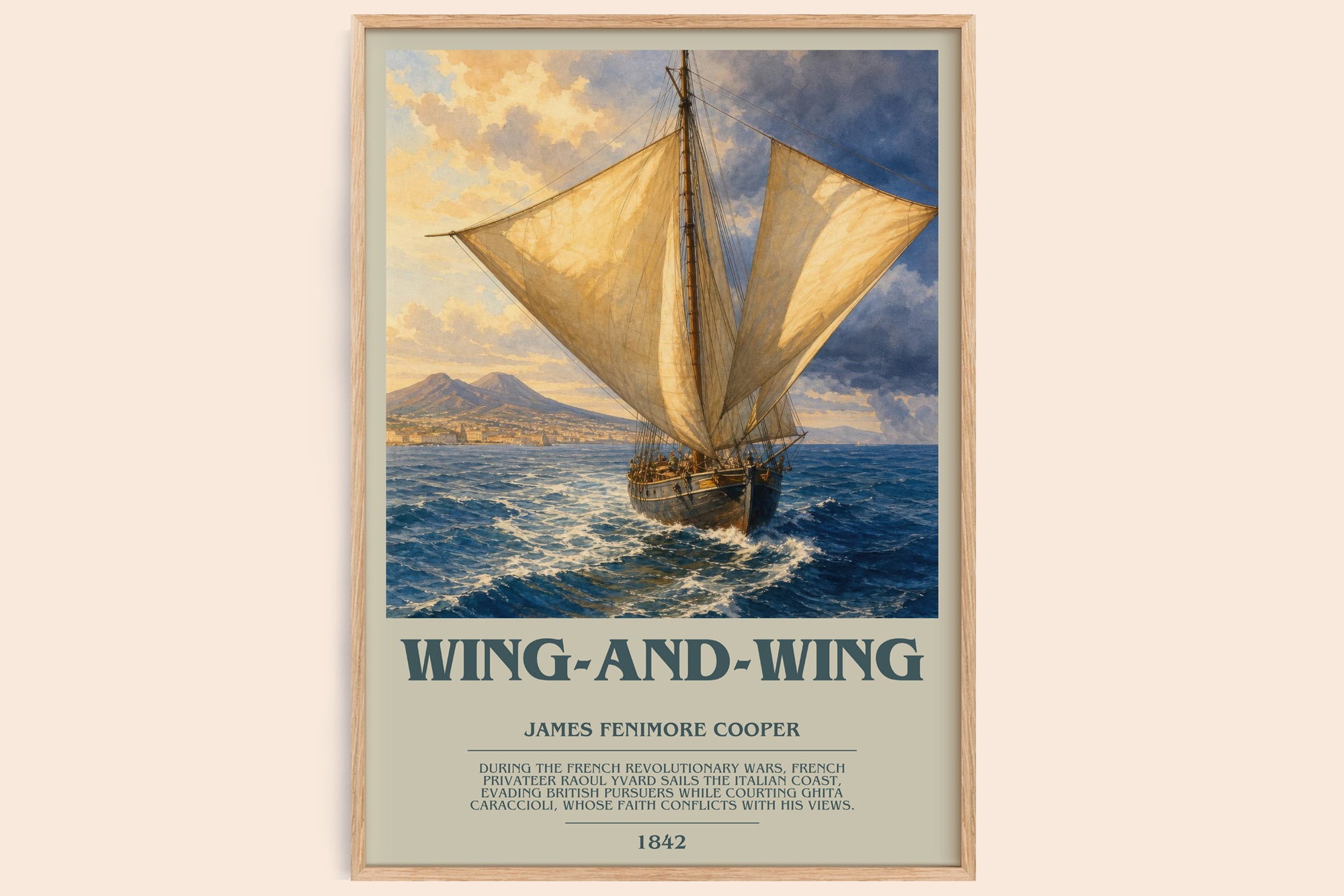Wing-And-Wing bookish book poster by James Fenimore Cooper – framed literary art print