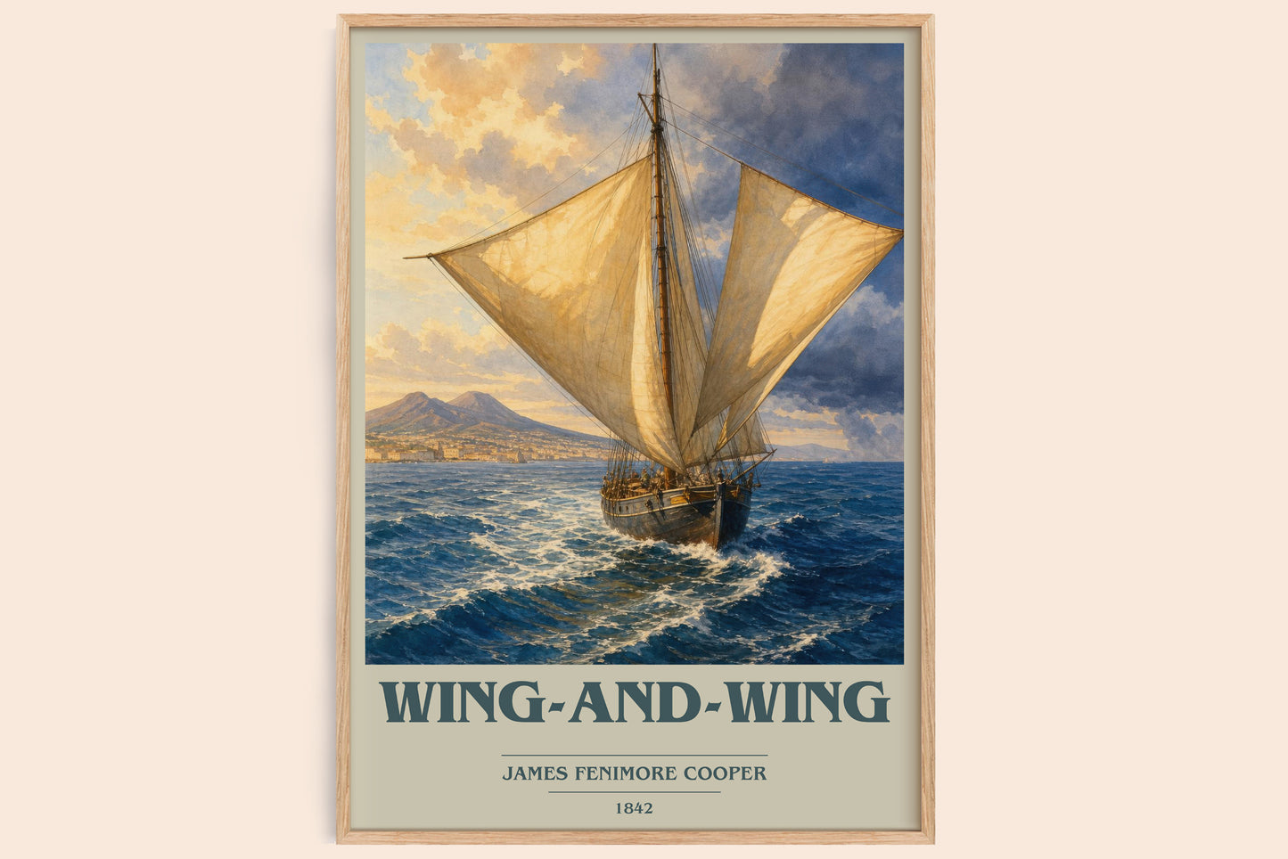 Wing-And-Wing book cover book poster by James Fenimore Cooper – framed literary art print