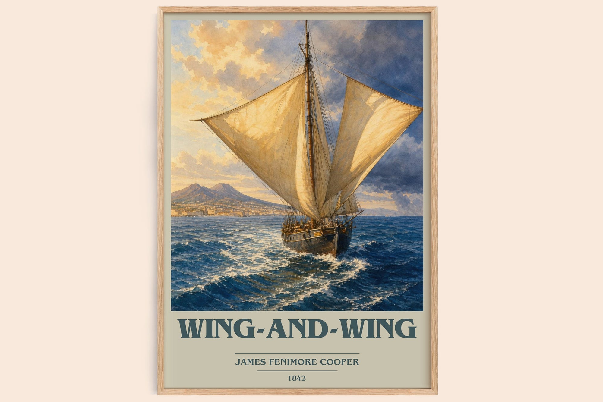 Wing-And-Wing book cover book poster by James Fenimore Cooper – framed literary art print