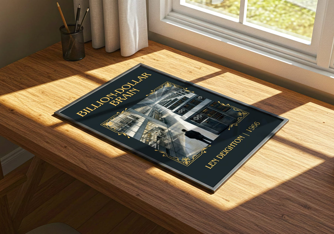 Billion-Dollar Brain Classic Book Art Print by Len Deighton – print on a sunlit desk