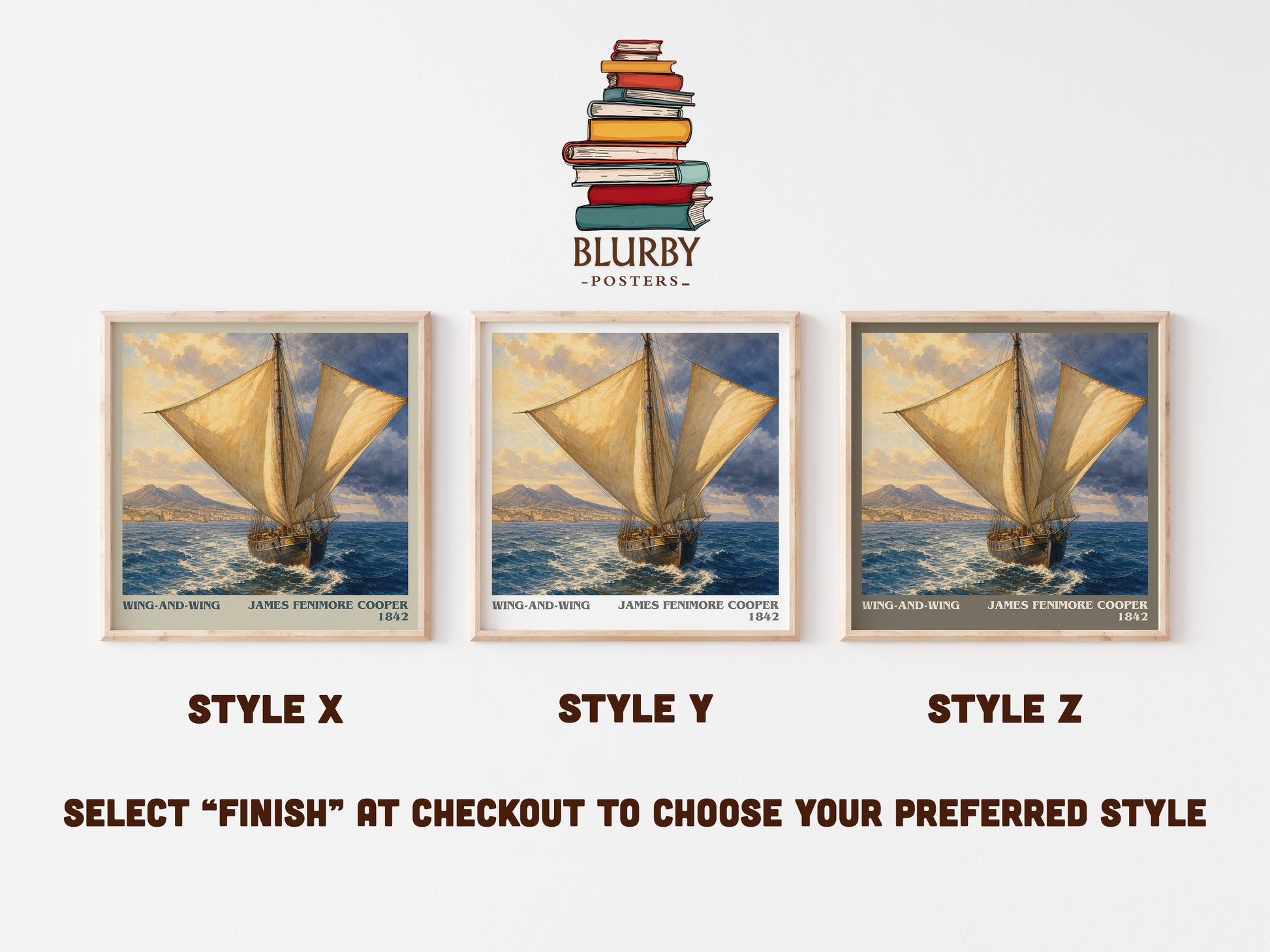Wing-And-Wing literary print in frame leaning in hallway – historical fiction wall art