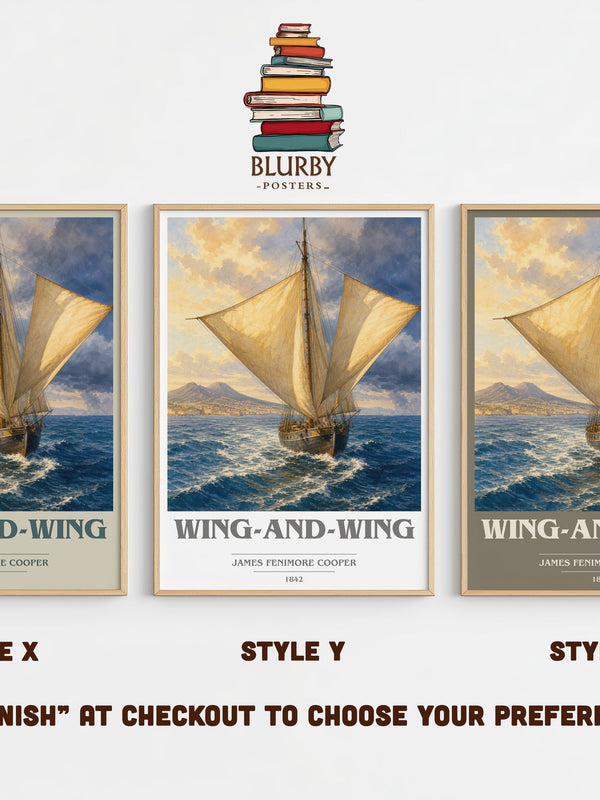 Wing-And-Wing book cover print in frame leaning in hallway – historical fiction wall art