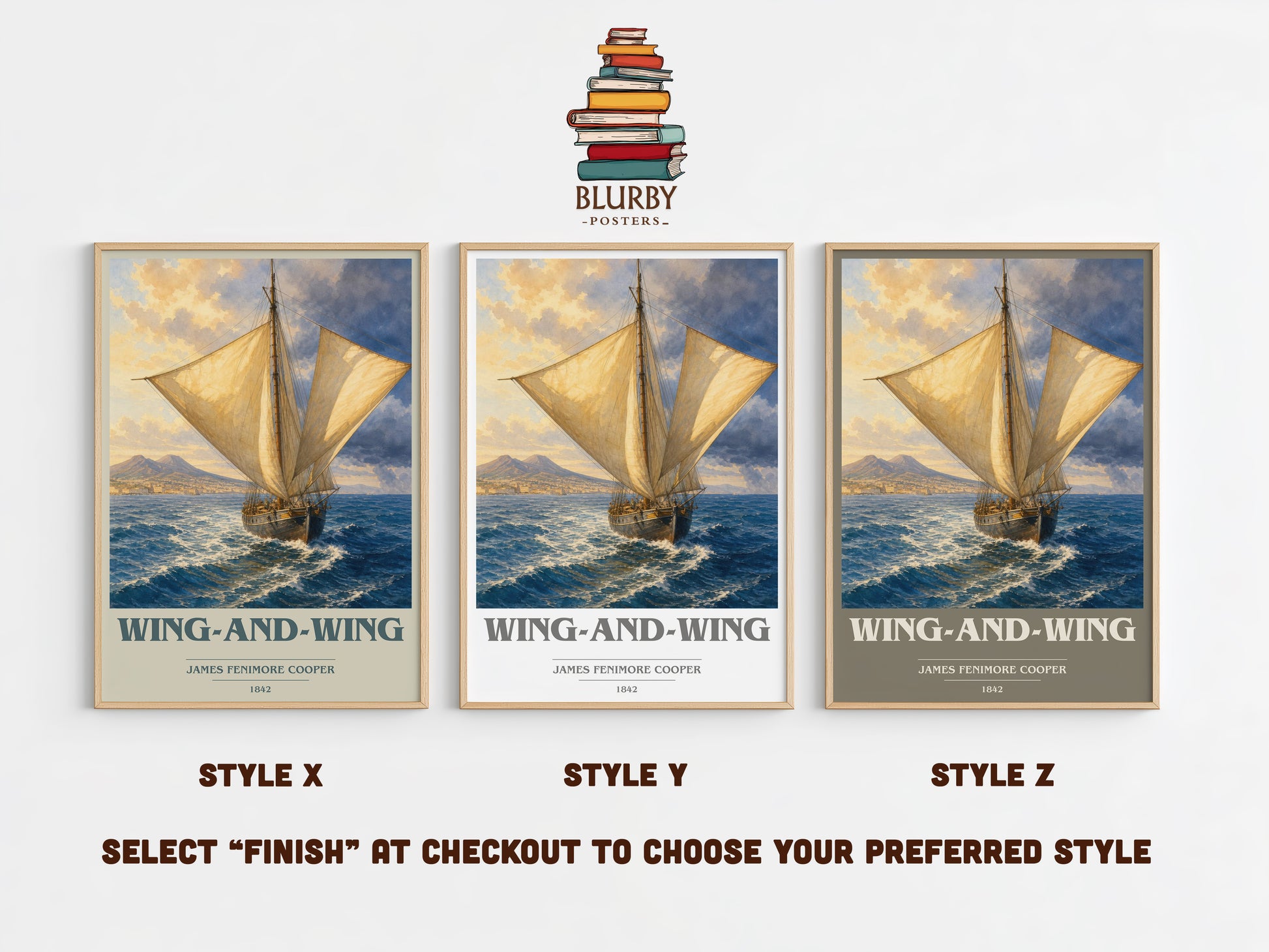 Wing-And-Wing book cover print in frame leaning in hallway – historical fiction wall art