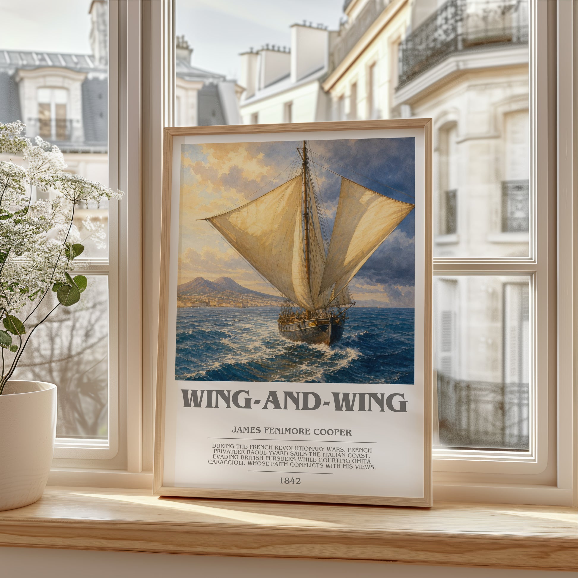 Wing-And-Wing bookish poster colour and style options – James Fenimore Cooper book art