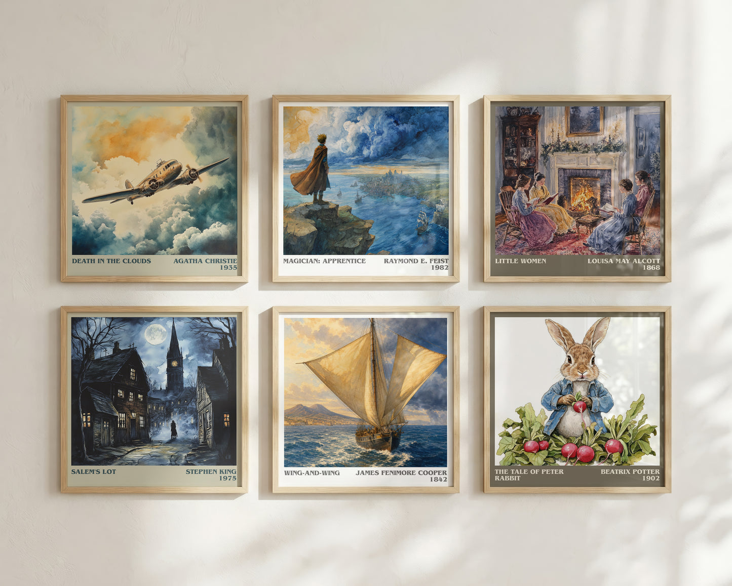 Wing-And-Wing literary print framed by window – literary home decor
