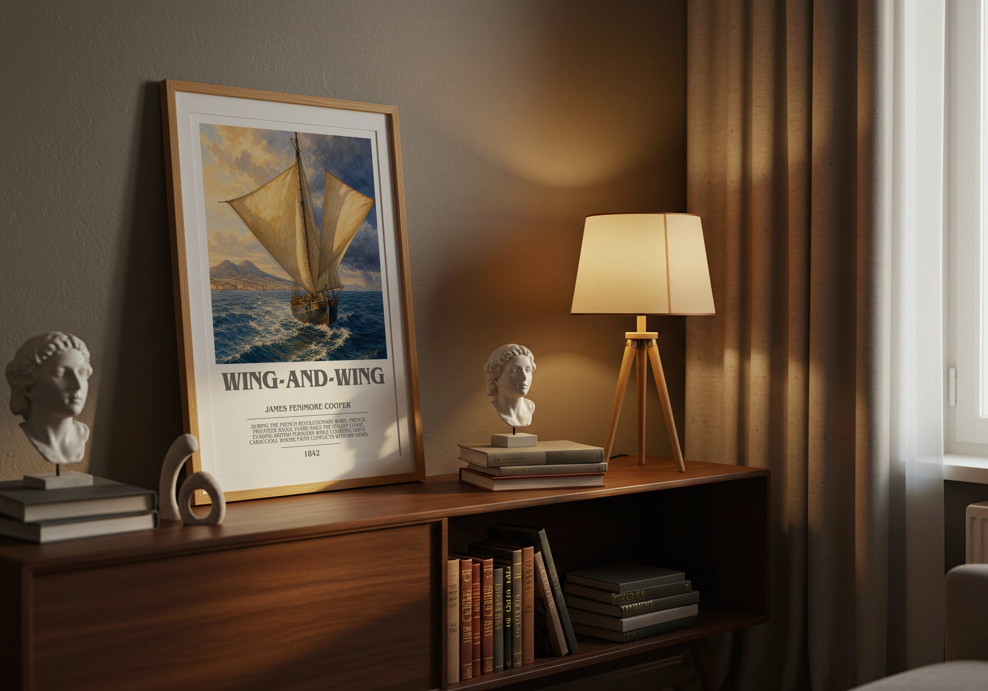 Wing-And-Wing bookish book poster framed on wall – historical fiction wall art