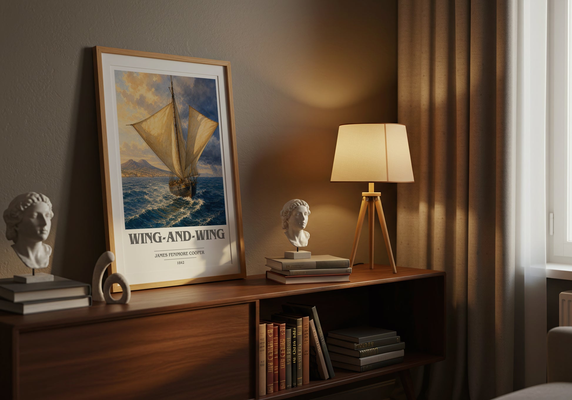Wing-And-Wing book cover book poster framed on wall – historical fiction wall art