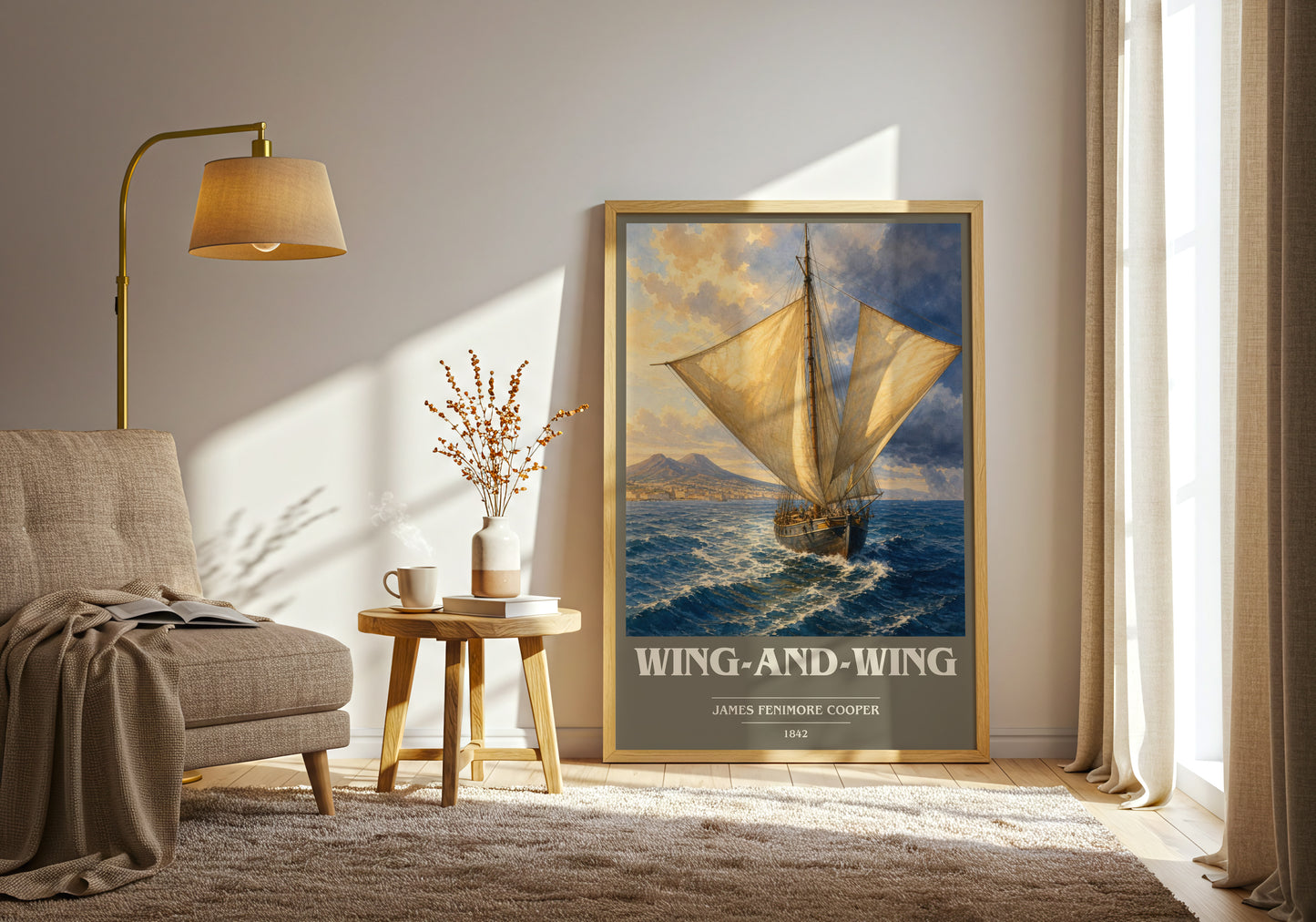 Wing-And-Wing book cover print on bookshelf – James Fenimore Cooper fan gift