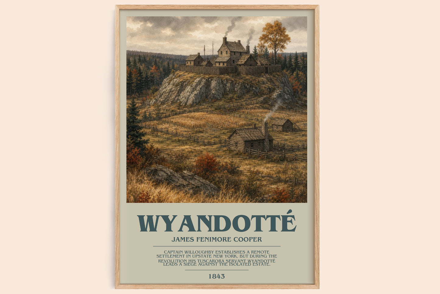 Wyandotté bookish book poster by James Fenimore Cooper – framed literary art print