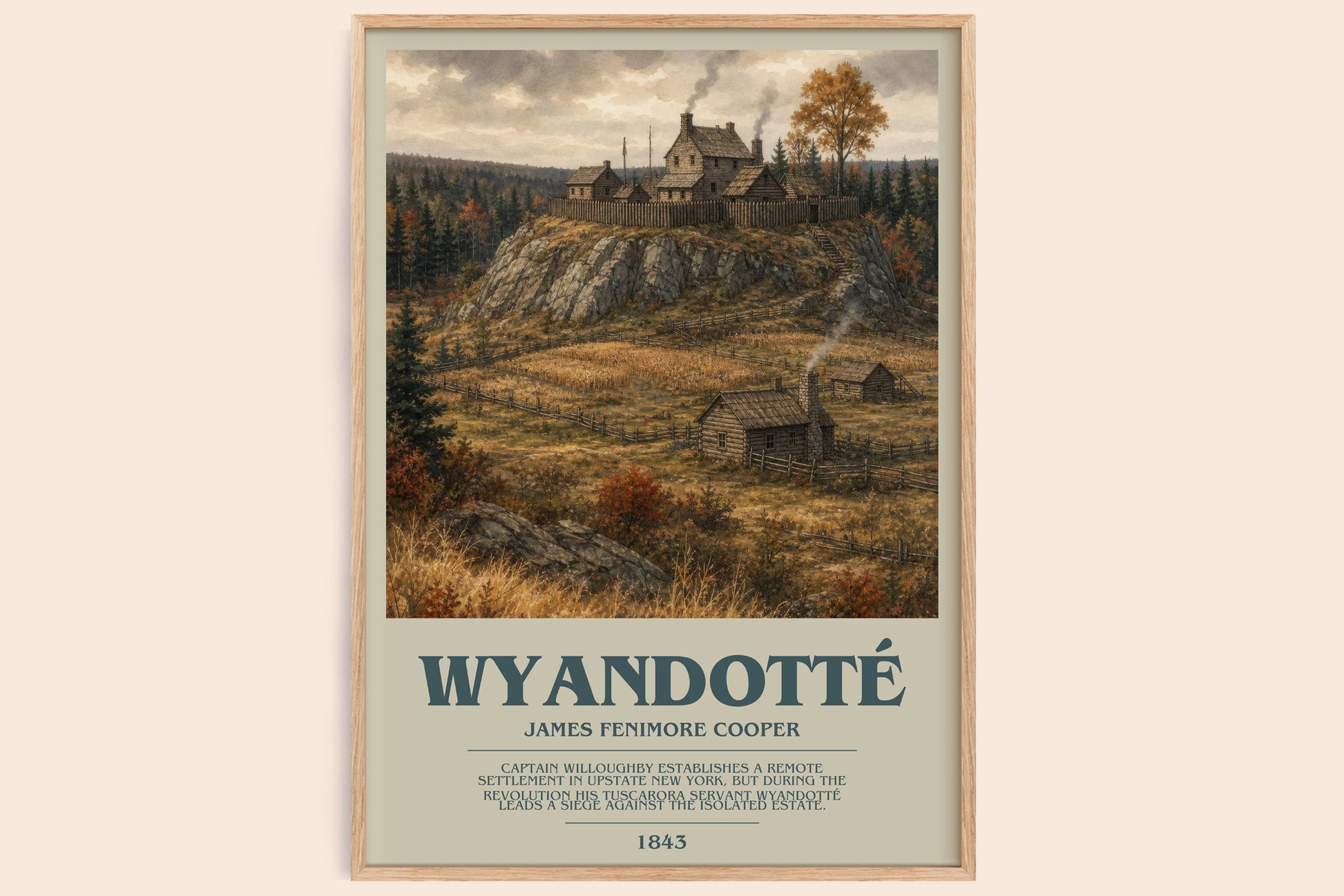 Wyandotté bookish book poster by James Fenimore Cooper – framed literary art print