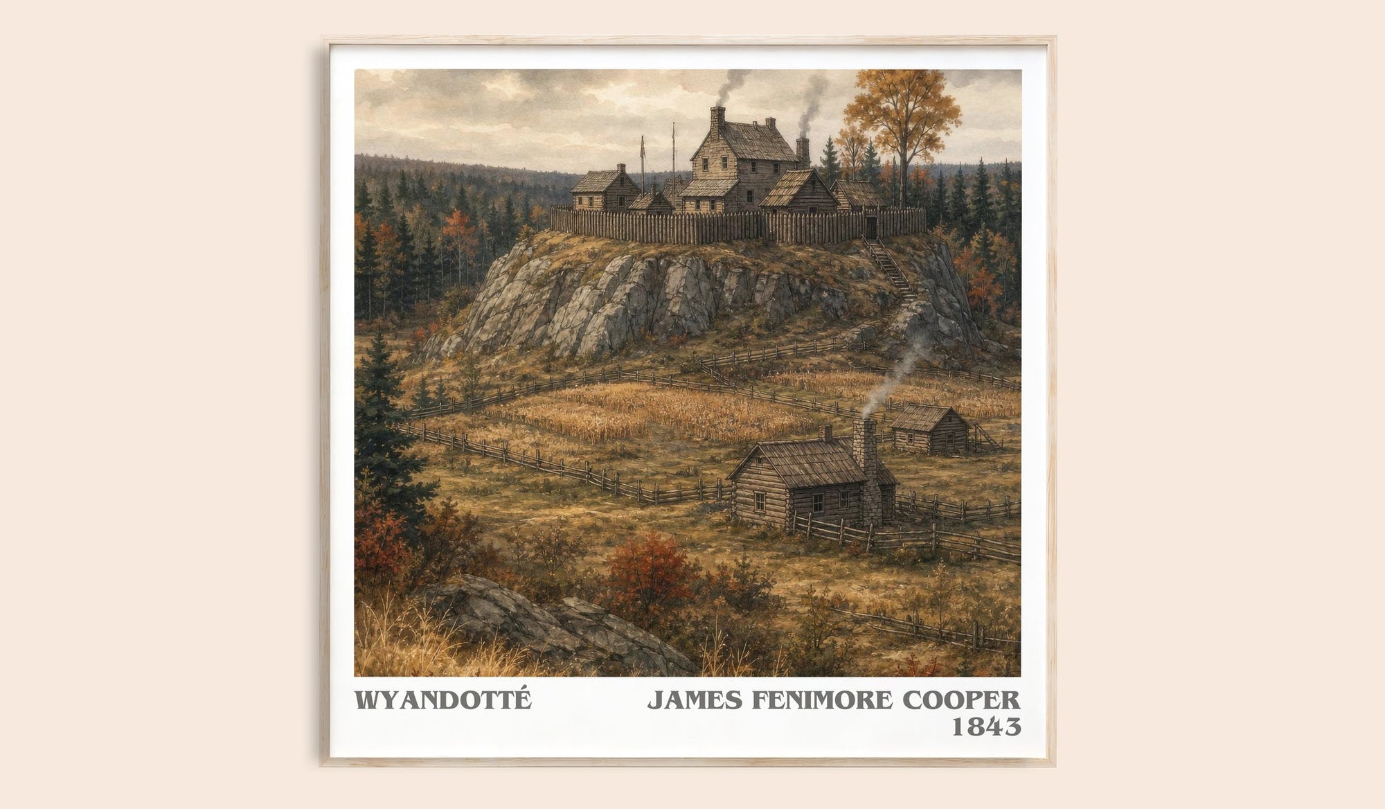 Wyandotté literary book poster by James Fenimore Cooper – framed literary art print