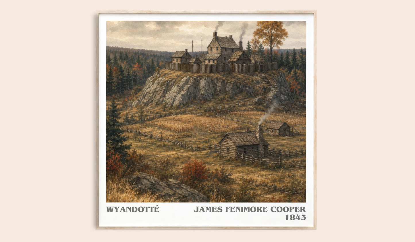Wyandotté literary book poster by James Fenimore Cooper – framed literary art print