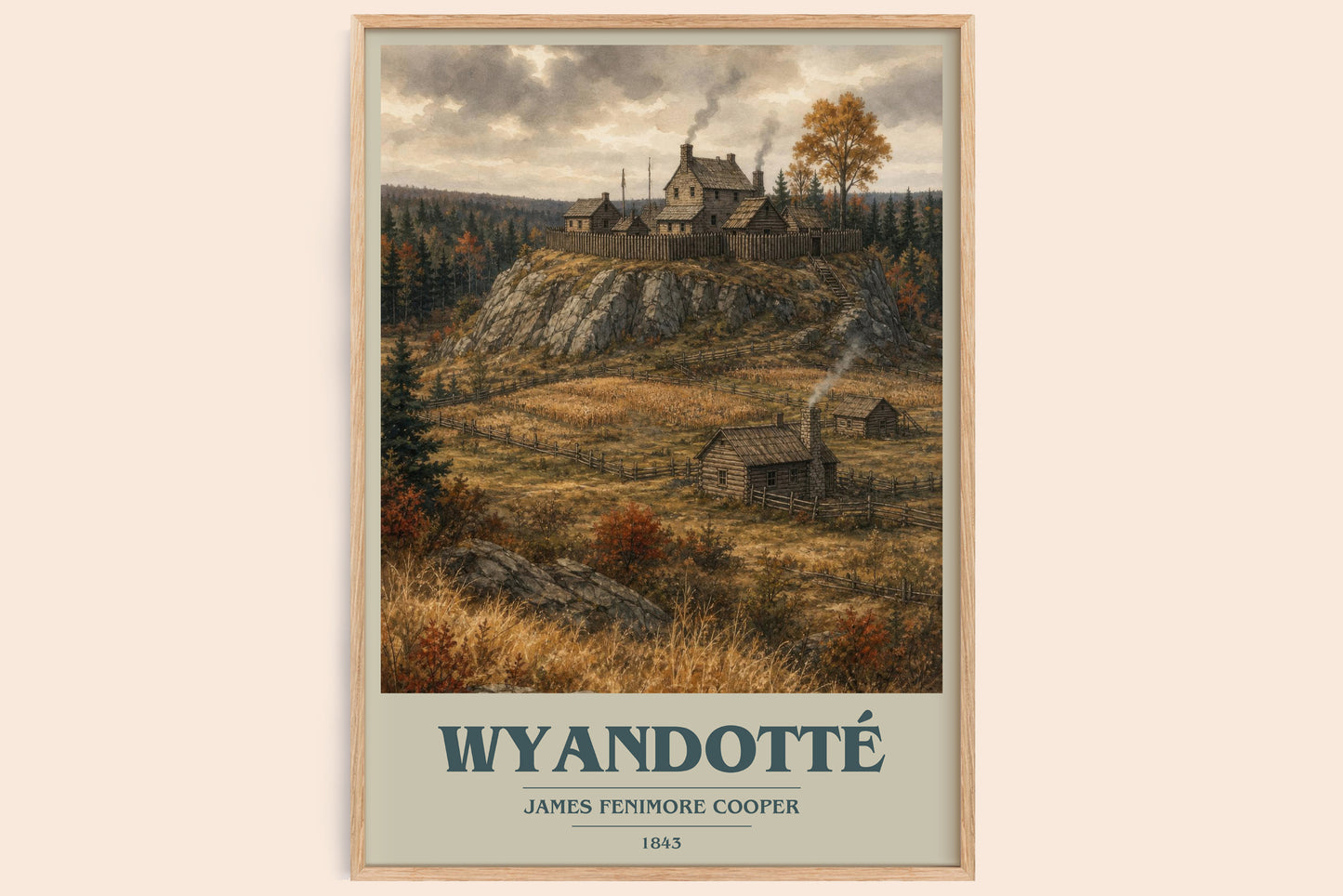 Wyandotté book cover book poster by James Fenimore Cooper – framed literary art print