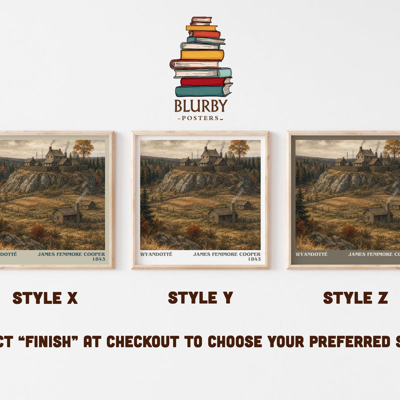 Wyandotté literary print in frame leaning in hallway – historical fiction wall art